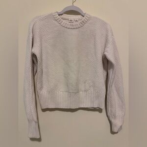 GAP Women's 100% cotton Cream Textured Knit Crewneck Sweater